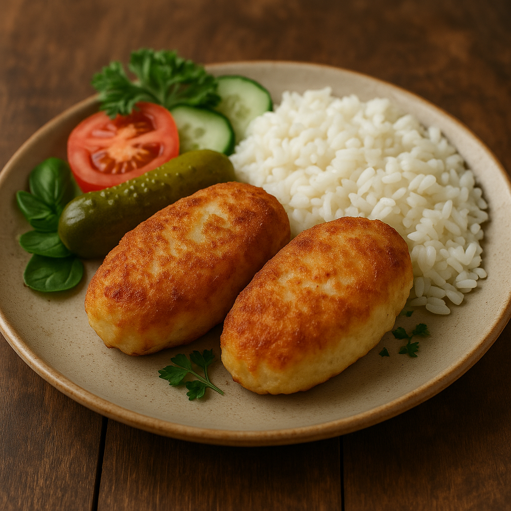 Chicken cutlets with rice