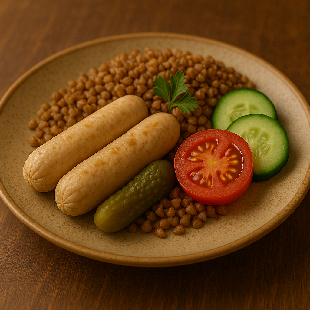 Chicken sausages with buckwheat