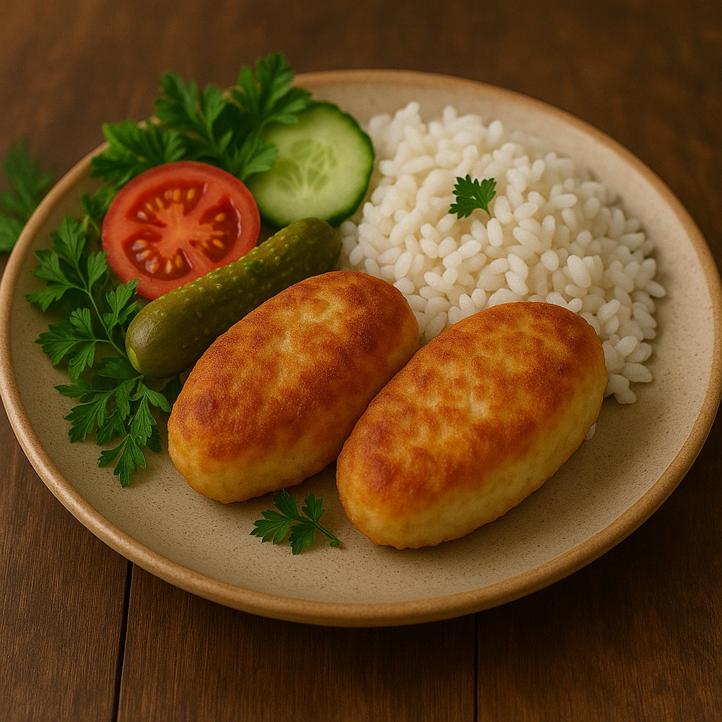 Fish cutlets with rice