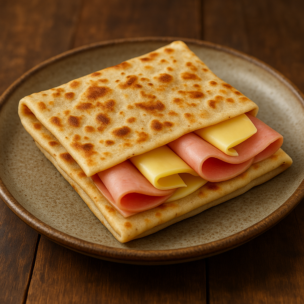 Pancakes with ham and cheese