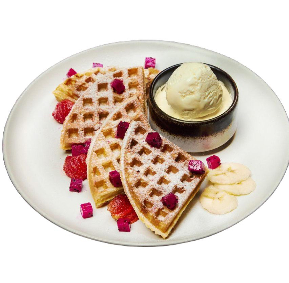 Классическая вафля с фруктами и мороженым