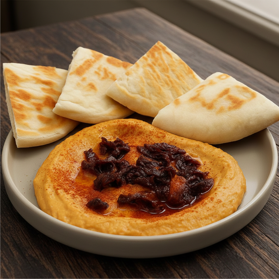 Хумус с вялеными томатами и питой