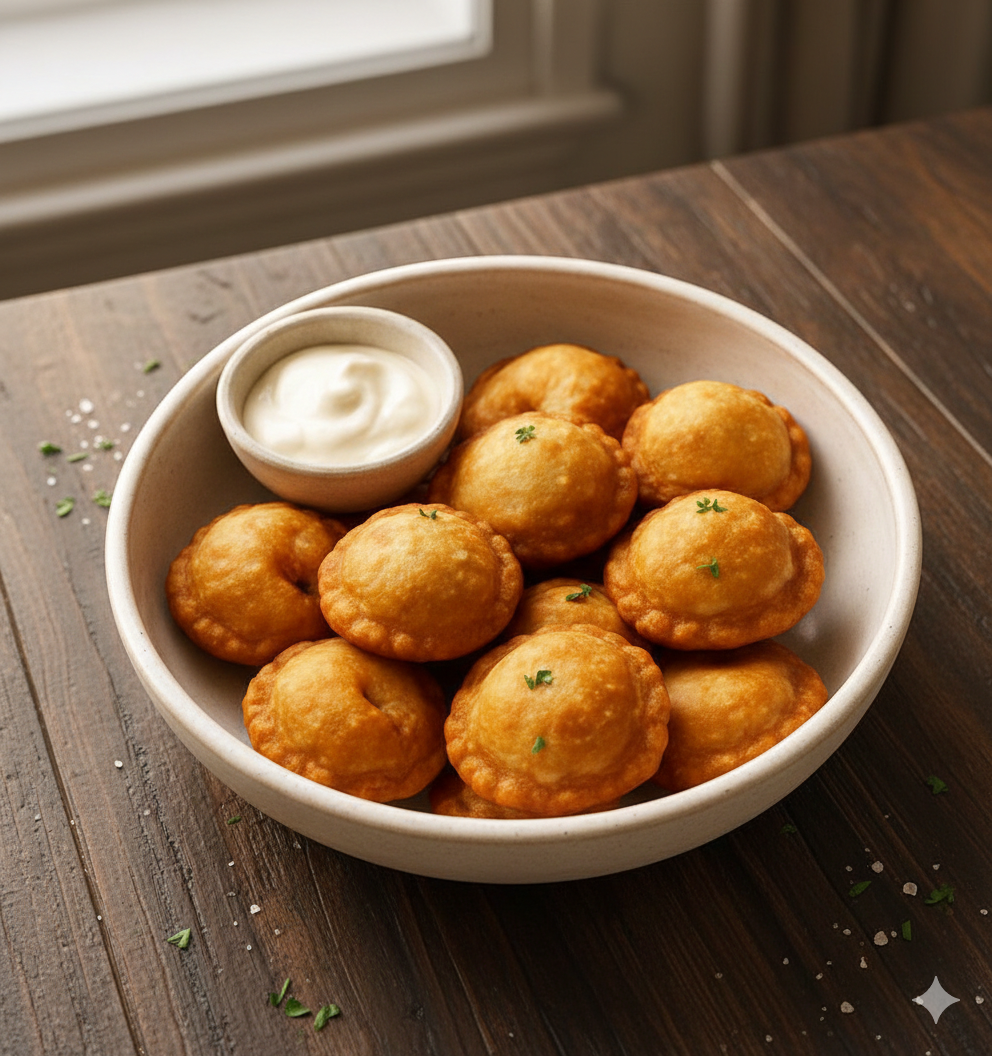 Пельмени жареные с курицей