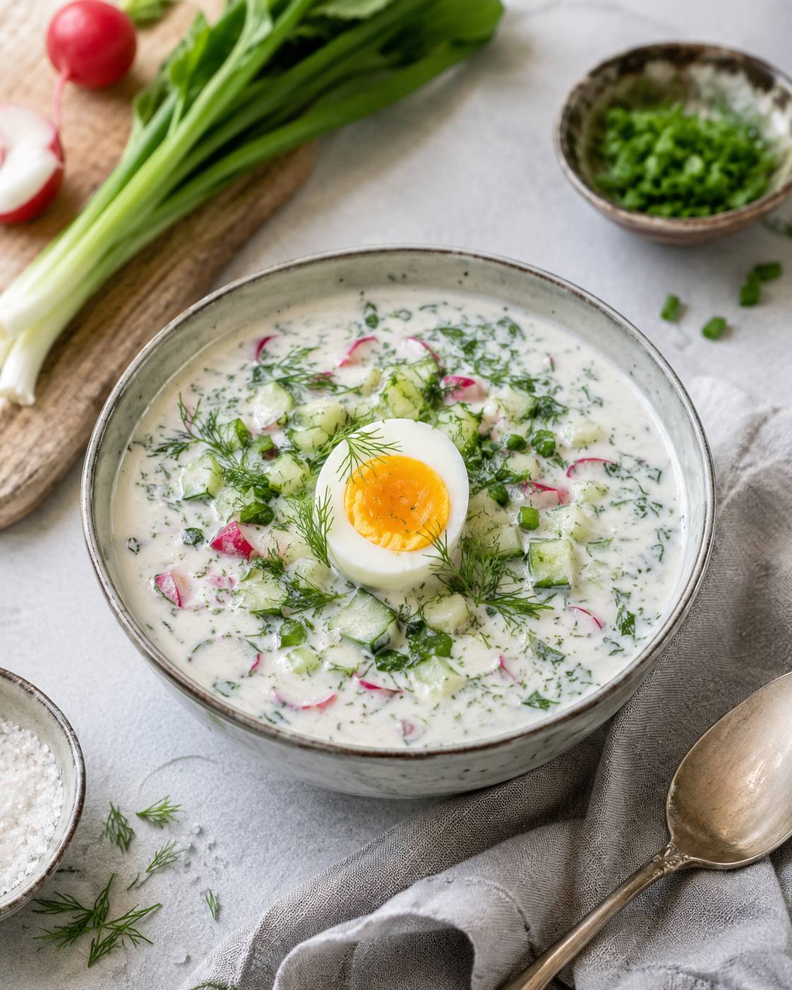 Okroshka with chicken 